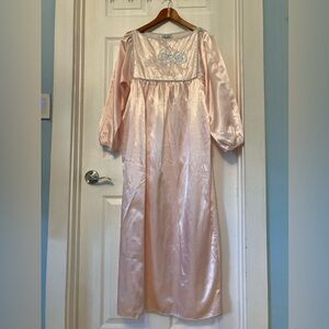 J.O Intimates Vintage Satin Long Pink Nightgown